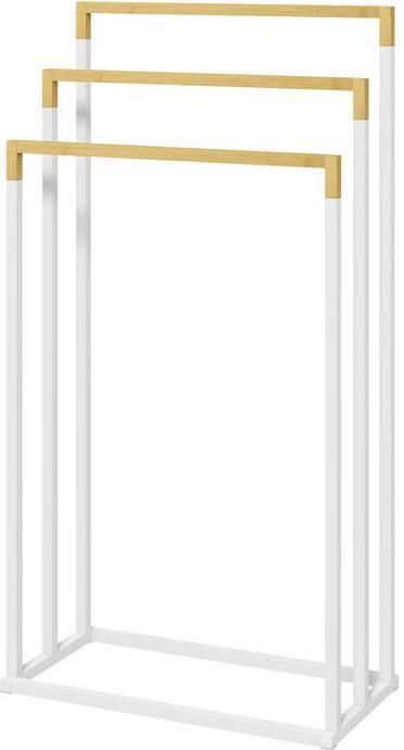 Swisshandel24 Freestanding towel rail, towel rack with 3 towel rails Bath towel rail for bathroom steel
