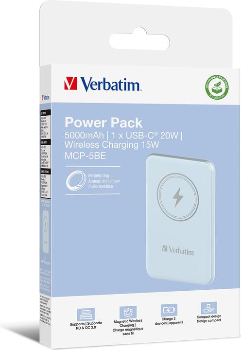 Produktbild Verbatim POWER BANK 5000 BLEU (5000 mAh, 20 W, 18500 Wh)
