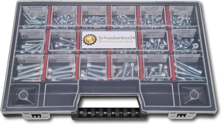 Produktbild Schraubenbox24 Zylinderkopfschrauben Sortiment M4-M5-M6 // 8mm-40mm 375 tlg. SchraubenboxDIN912 (375 Schrauben pro Stück)