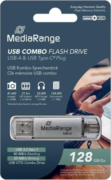 MediaRange MR938 (128 GB, USB-A, USB 3.1, USB-C)