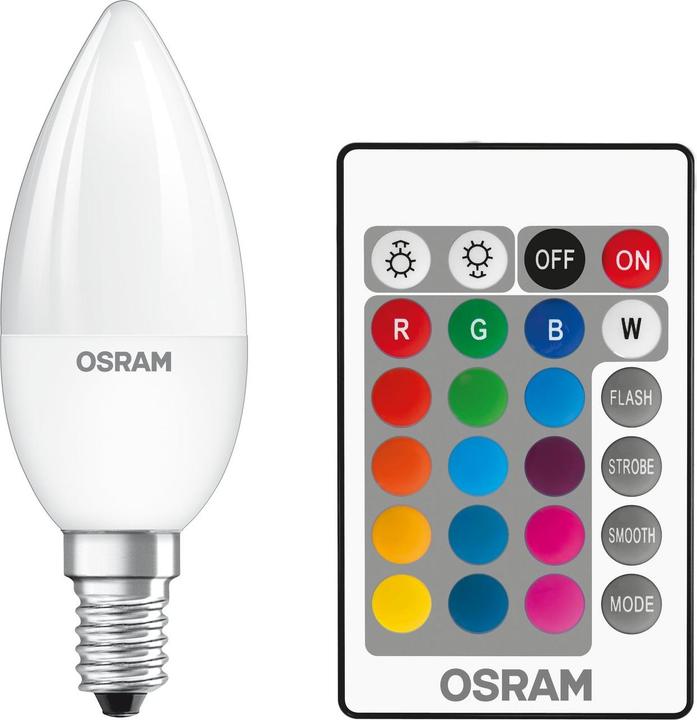 Actual product image Osram Led Retrofit Rgbw Lamps With Remote Control (E14, 25 W, 250 lm, 1 x, G)