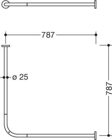 Actual product image Hewi Curtain rod black deep matt 787x787mm, 16 rings