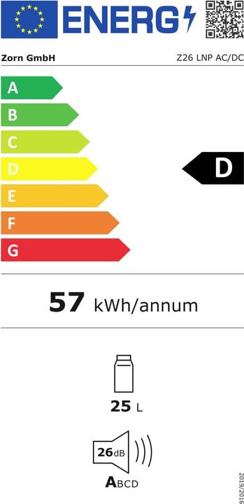 Label énergétique Zorn Glacière à batterie Cooler Z 26 Lnp 7,8Ah (25 l)