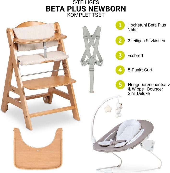 Actual product image Hauck Highchairs Beta Plus Natural 5-piece Newborn Set - Highchair + (Highchair)