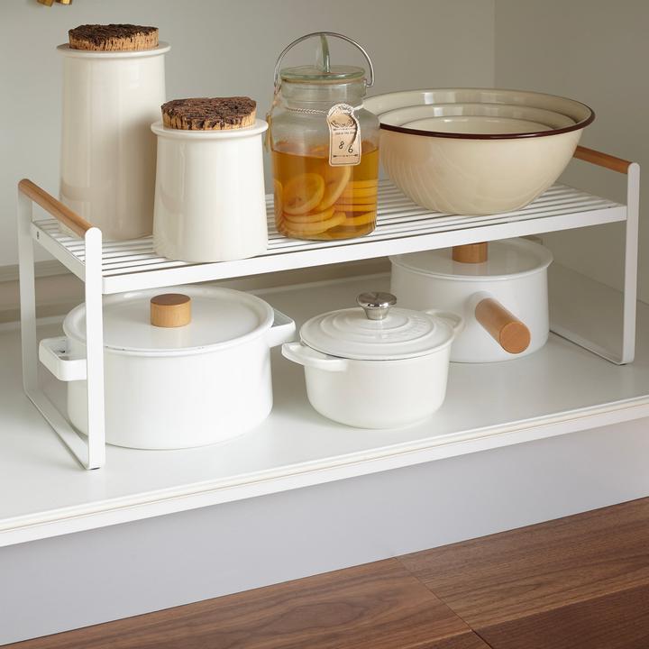 Image du produit Yamazaki Étagère de cuisine avec poignées en bois TOSCA