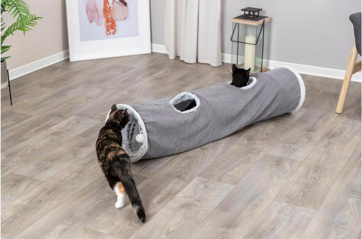 Actual product image Trixie Cat Play Tunnel Harvey, ø 27 × 116 cm, Grey (Cat ball toy)
