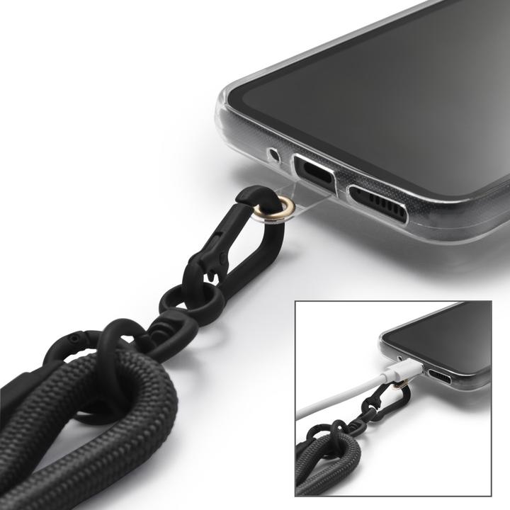 Produktbild Hama Handyband zum Umhängen, universal, verstellbar, Karabiner, 2 m, Schwarz