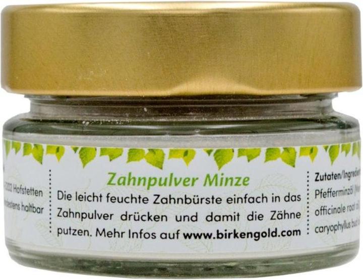 Actual product image Birkengold Tooth powder mint glass