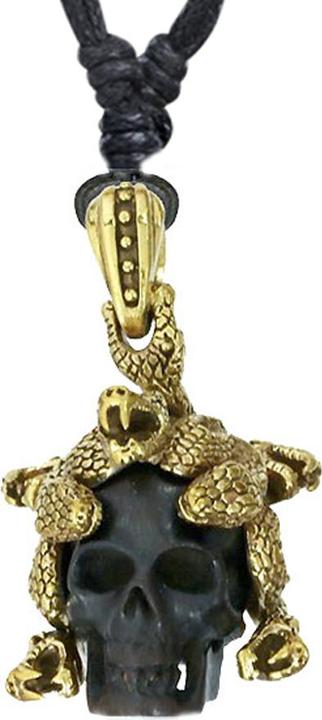 Produktbild Star Piercing Halskette schwarz Anhänger Medusa vergoldet aus Eisenholz (Organisch, Messing)