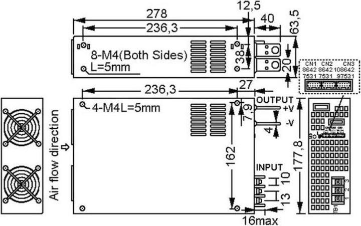 Actual product image MeanWell AC/DC power supply module, closed RSP-