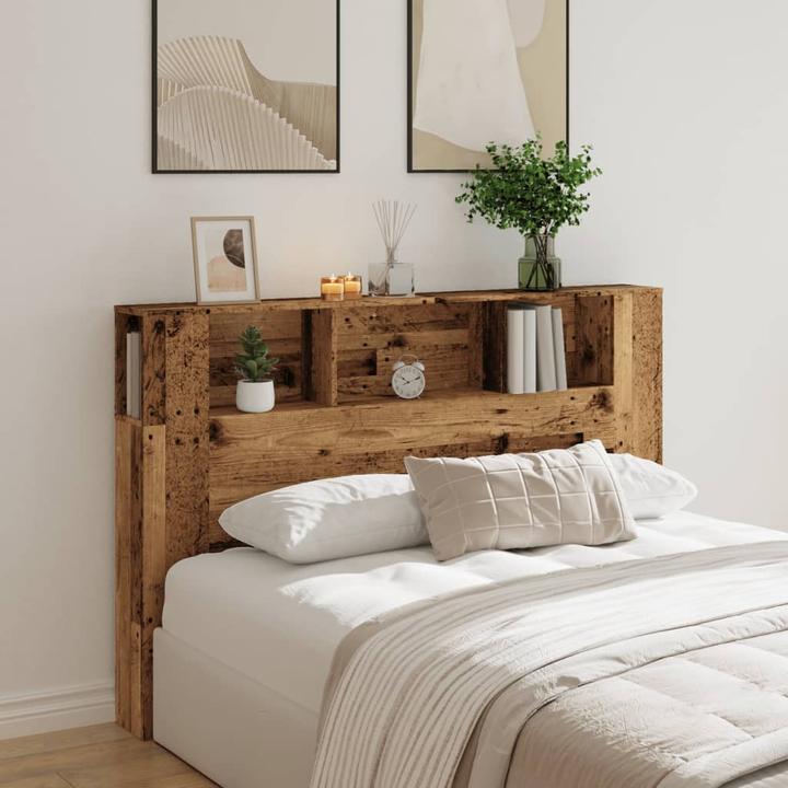 Image du produit VidaXL Tête de lit avec espace de rangement Étagère de tête de lit imitation vieux bois 160x18,5x103,5cm