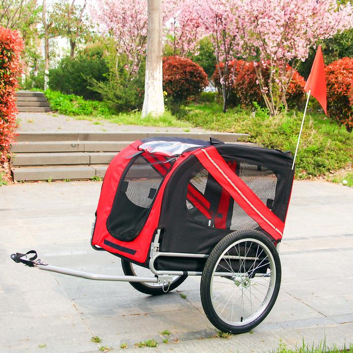 Produktbild Wiltec Hunde Fahrradanhänger Hundeanhänger Fahrrad Hundetransporter rot-schwarz