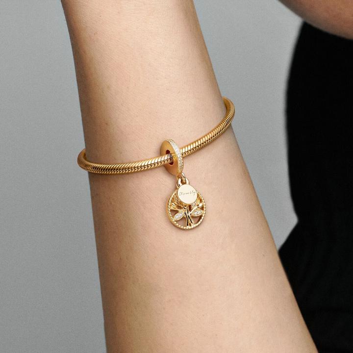 Actual product image Pandora Shine Sparkling Family Tree Charm (Gold plated, With stone(s), Silver 925)