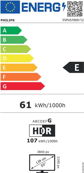 Energie-Label Philips 55PUS7009/12 (55", PUS7009, LED, 4K, 2024)