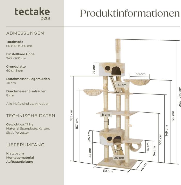 Actual product image tectake Hansi (260 cm, Beige, White)