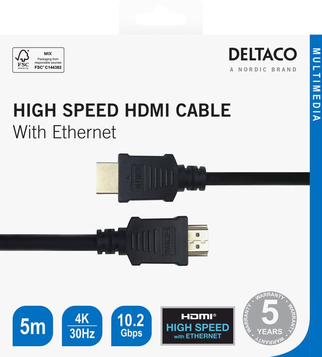 Produktbild Deltaco HDMI-Kabel 4K UHD, 5m, schwarz (5 m, HDMI)