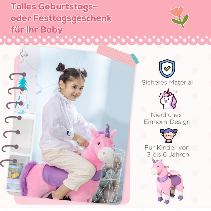 Produktbild Homcom Schaukelpferd Einhorn mit Rollen und Pedalen