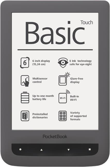 PocketBook Basic Touch (6", 4 Go, Gris, Blanc)