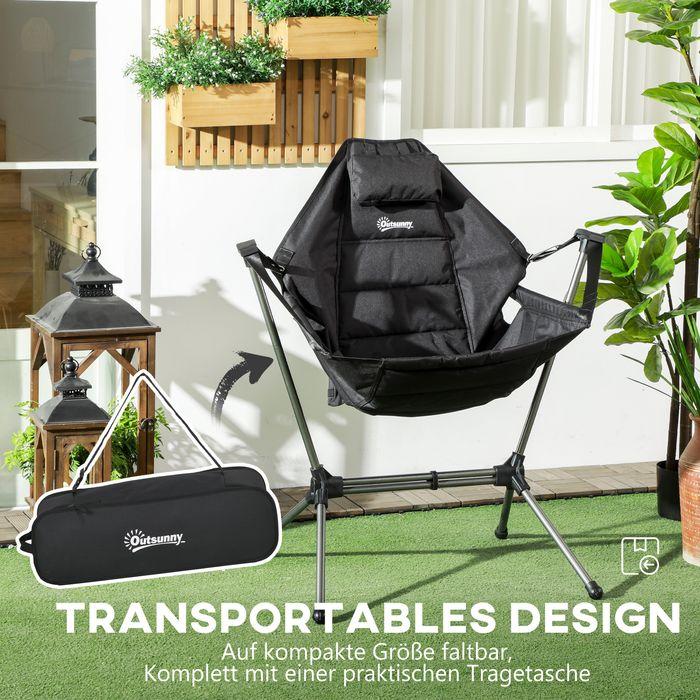 Image du produit Swisshandel24 Fauteuil à bascule de camping, pliable, dossier réglable, cadre en aluminium, 54x100x101cm, noir