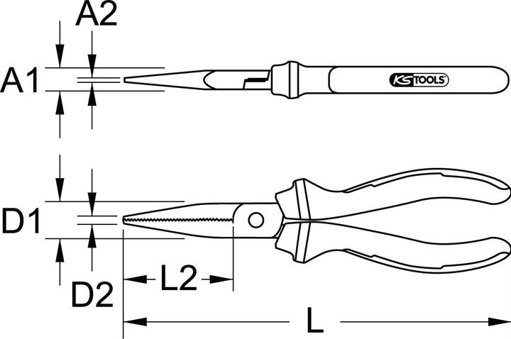 Actual product image KS Tools ERGOTORQUE flat nose pliers (160 mm)