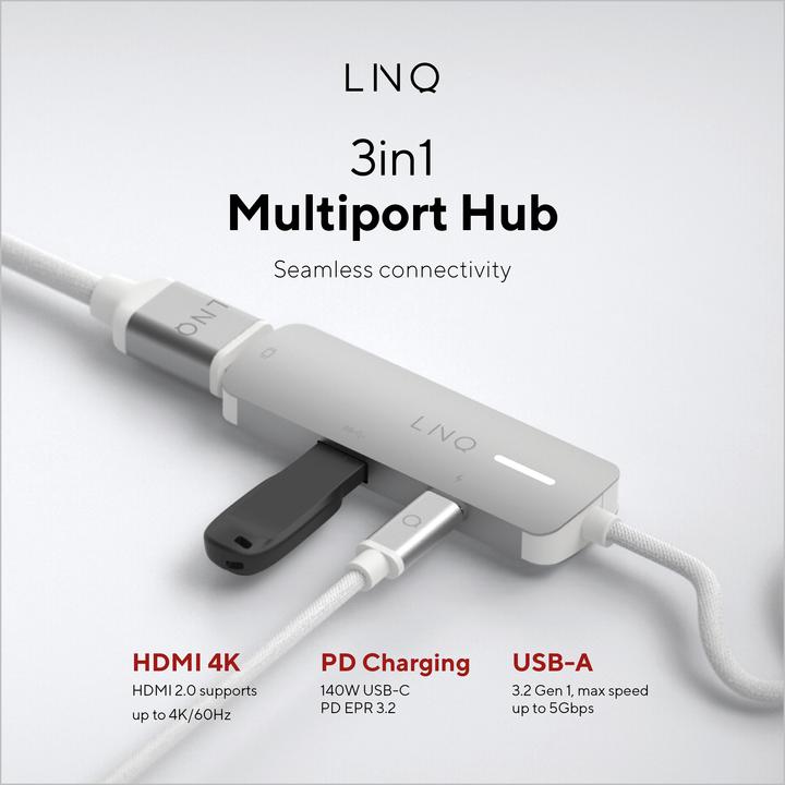 Produktbild LINQ Connects 3in1 USB-C Multiport Hub (USB-C, 3 Ports)