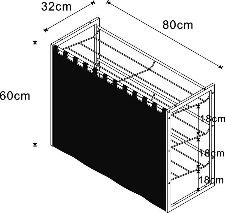 Produktbild En.Casa Schuhregal Sel mit Vorhang 3er Set Schwarz (80 x 32 x 60 cm)