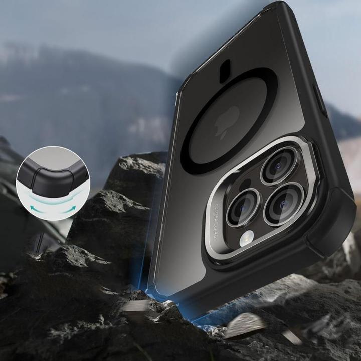 Actual product image ESR Armor Tough Kickstand Halolock Case with MagSafe for iPhone 15 Pro - Transparent & Black (Apple iPhone 15 Pro)