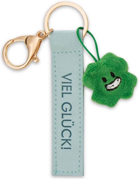 Produktbild Magni NICI Schlüsselanhänger Viel Glück! Kunstlederband mit Kleeblatt türkis 10cm