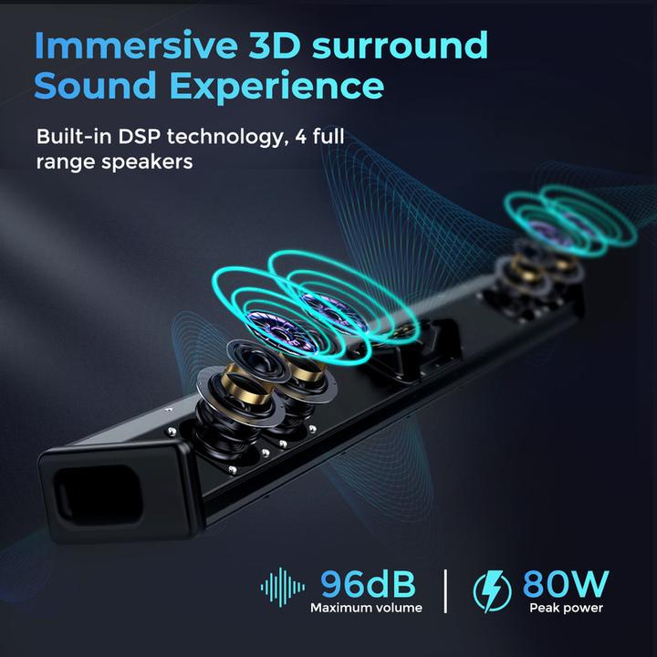 Actual product image OXS S3 Soundbar for TV Home Theater Audio with Bluetooth 5.0 (40 W, 2.0 Channel)
