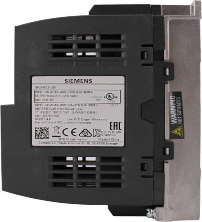 Actual product image Siemens SINAMICS V20 1AC200-240V-10/+10% 0.37kW