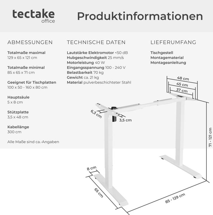 Produktbild tectake Elektrisches Tischgestell