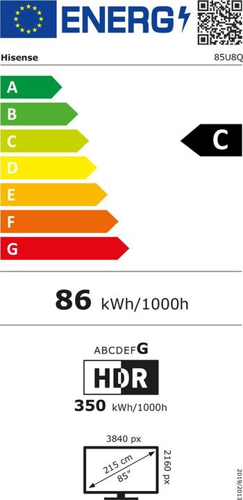 Label énergétique Hisense TV 85U8Q (85", U8KQ, LED, 4K, 2025)