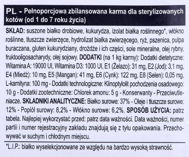Valori nutrizionali e ingredienti Royal Canin Sterilizzato 37 (Adulto, 1 pz., 4000 g)