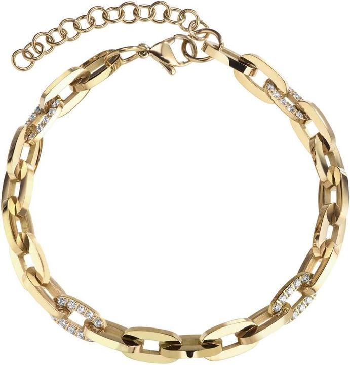 Bijouteria Armband (23 cm, PVD Beschichtung (goldfarben), Zirkonia, Edelstahl)