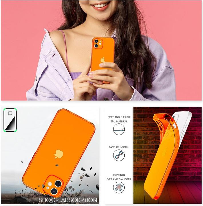 Actual product image Nalia Clear neon cell phone case (Apple iPhone 12)