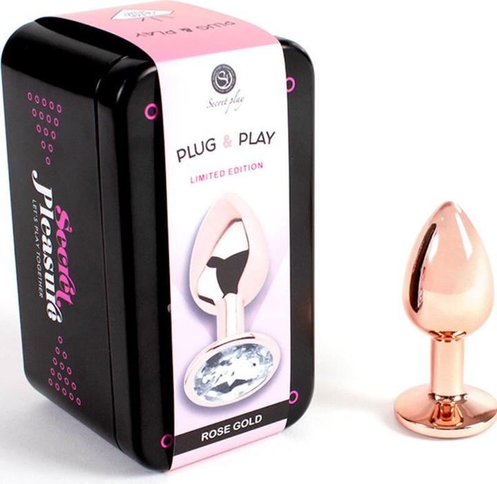 Productafbeelding Secret play Metalen Buttplug Rood Goud Klein Maat 7 cm