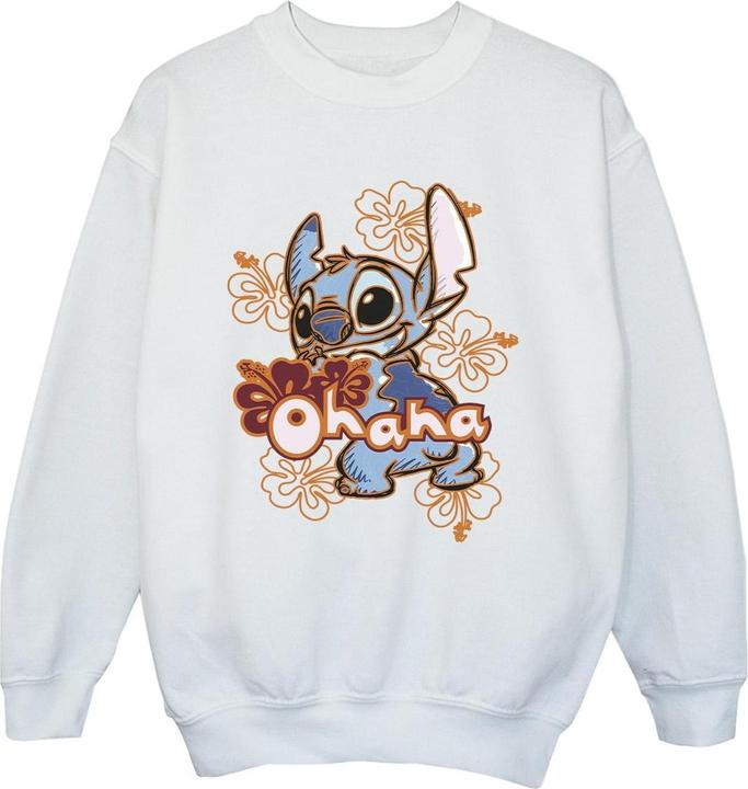 Disney Lilo And Stitch Ohana Orange Hibiscus Sweatshirt Jungen