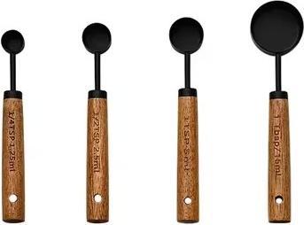 Actual product image Homerely 8 Teiliges Edelstahl Messbecher und Messlöffel mit Holzgriff Set Schwarz
