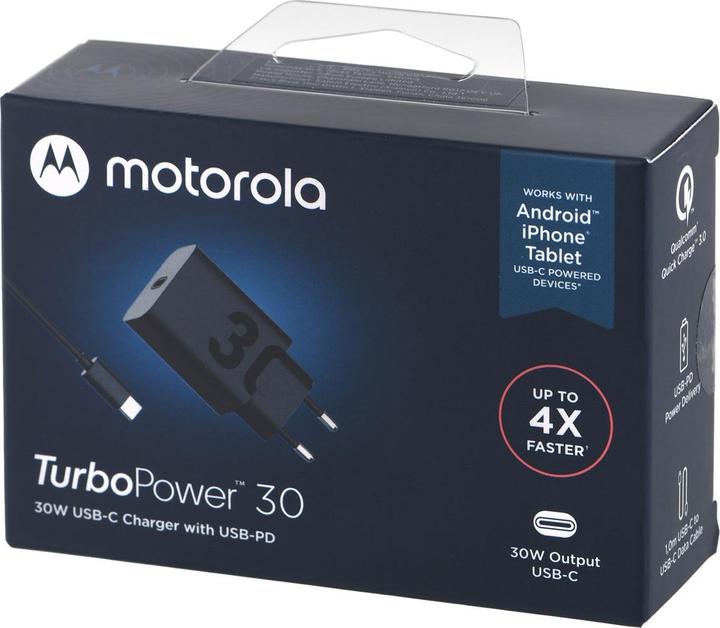 Image du produit Motorola Chargeur TurboPower 30W USB-C w/ 1m C-C cable Black (30 W)