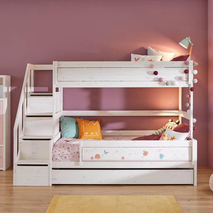 Immagine prodotto Lifetime Kidsrooms Letto a castello familiare con scale e rete a doghe Deluxe con letto ospite (90 x 200 cm)