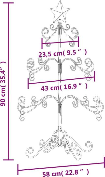 Produktbild VidaXL Metall Weihnachtsbaum für Dekorationen Christbaum DIY Deko Schwarz 90cm