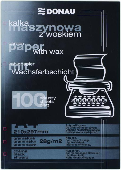 Image du produit Donau Papier carbone, pour machines à écrire, ciré, A4, 100 pièces, noir (255 g/m², A4)