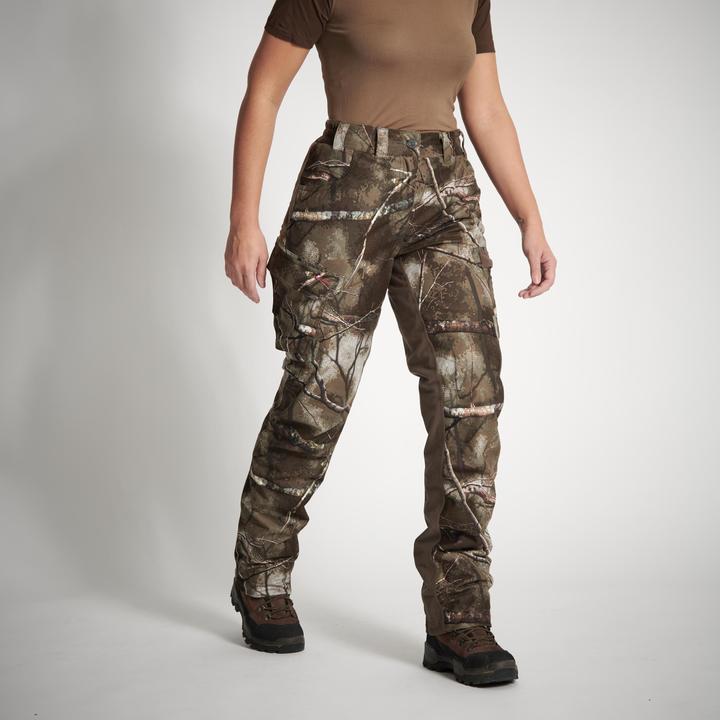 Image du produit Solognac Pantalon de pluie de chasse Treemetic 500 Femmes chaud imperméable silencieux Camouflage (38)