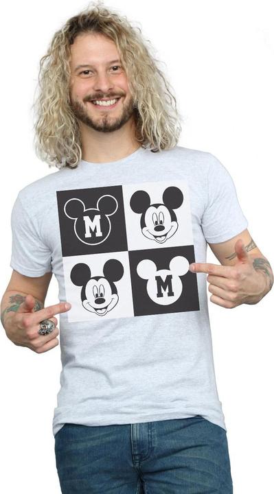Actual product image Disney Mens Mickey Mouse Smiling Squares T-Shirt (XXL)
