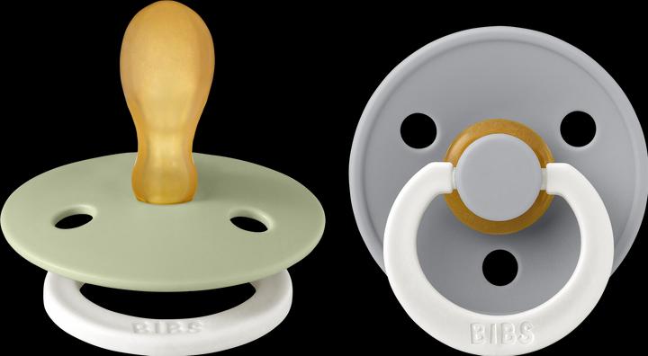 Actual product image Bibs Nuggi Colour 2 PACK Latex Symmetrical 6-12m Sage GLOW Cloud GLOW (2 x, 6 - 12 M.)