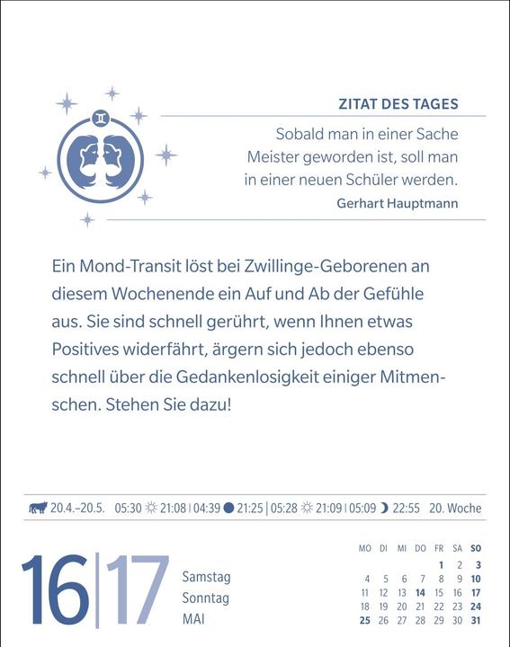 Actual product image Harenberg Zwillinge Sternzeichenkalender 2026 - Tagesabreisskalender - Ihr Horoskop für jeden Tag (Hardcover, German)