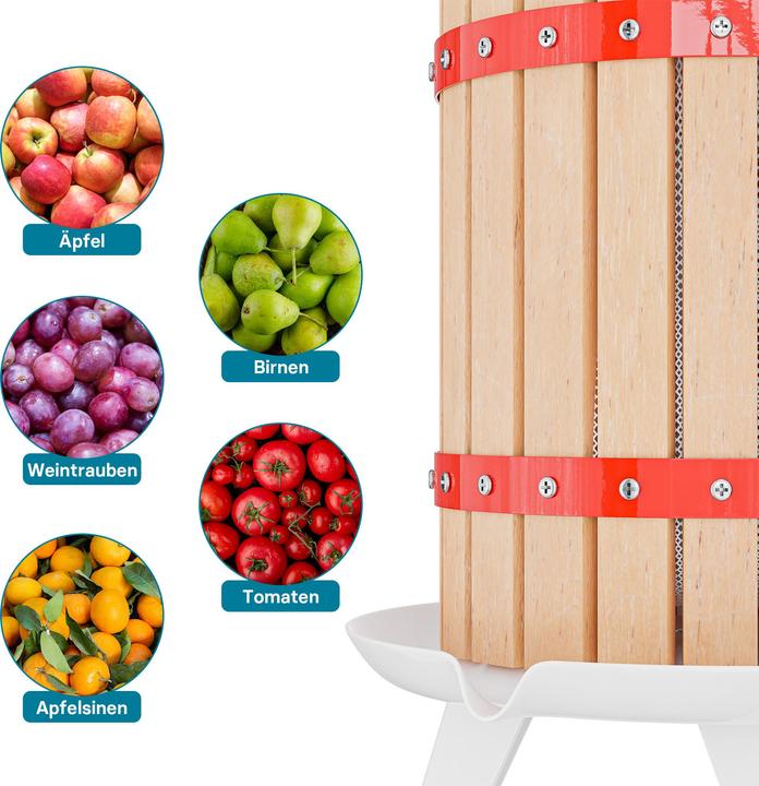 Image du produit Wiltec Pressoir à fruits 30L avec 3x Torchon à pressoir Moût Pressage Vin Cidre Broyage Fruits Pommes