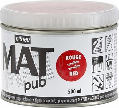 Actual product image Pebeo Acrylic Mat Pub (Vermilion dark, 500 ml)