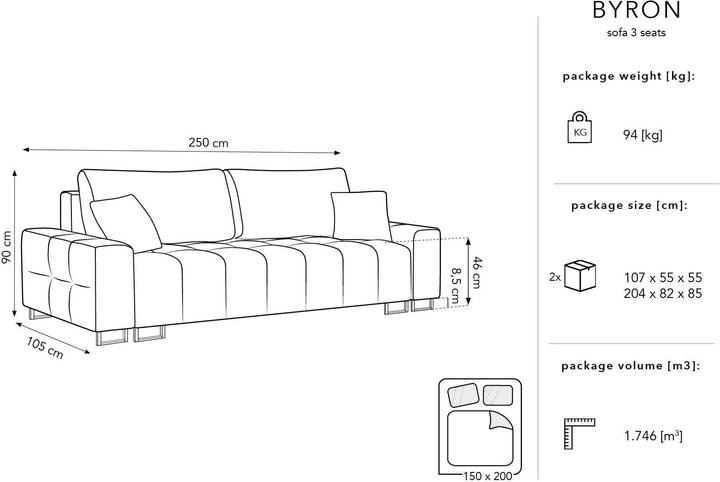 Actual product image Micadoni Byron (Sofa bed, 3-seater)