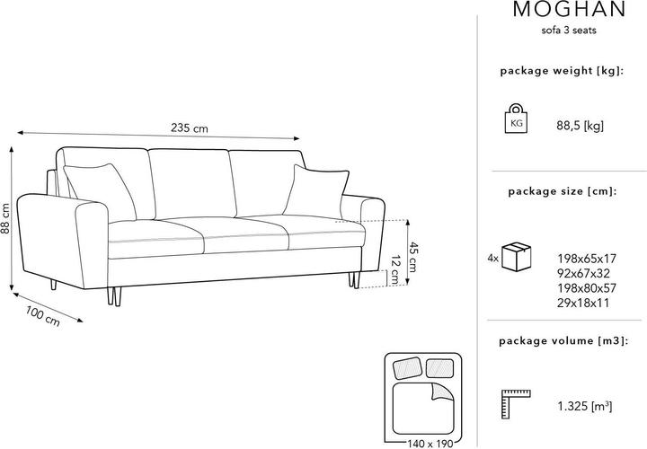 Image du produit Micadoni Moghan (3 places, 4 places, 2 places)